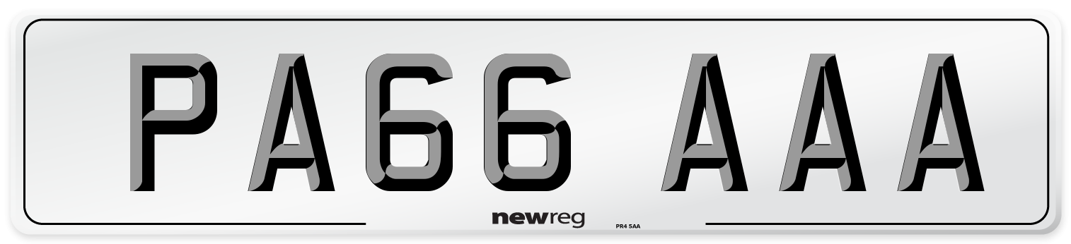 PA66 AAA Number Plate from New Reg